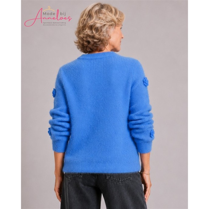 Micha trui 182186 harig bloemapplicatie Blauw Micha trui 182186 harig bloemapplicatie Blauw